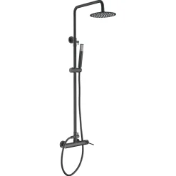 Imex Products Colonne de douche noire mat en acier et laiton avec flexible PVC et pommeau anticalcaire