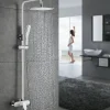 Colonne De Douche Mécanique|Homelody Colonne de Douche Peinture Blanc Ensemble de Douche Hauteur Réglable avec Mitigeur Mécanique Moderne pour Salle de Bain