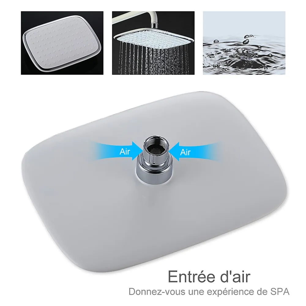 Colonne De Douche Mécanique|Homelody Colonne de Douche Peinture Blanc Ensemble de Douche Hauteur Réglable avec Mitigeur Mécanique Moderne pour Salle de Bain