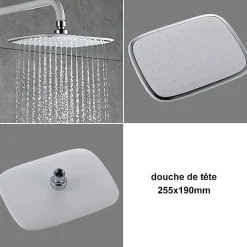 Colonne De Douche Mécanique|Homelody Colonne de Douche Peinture Blanc Ensemble de Douche Hauteur Réglable avec Mitigeur Mécanique Moderne pour Salle de Bain