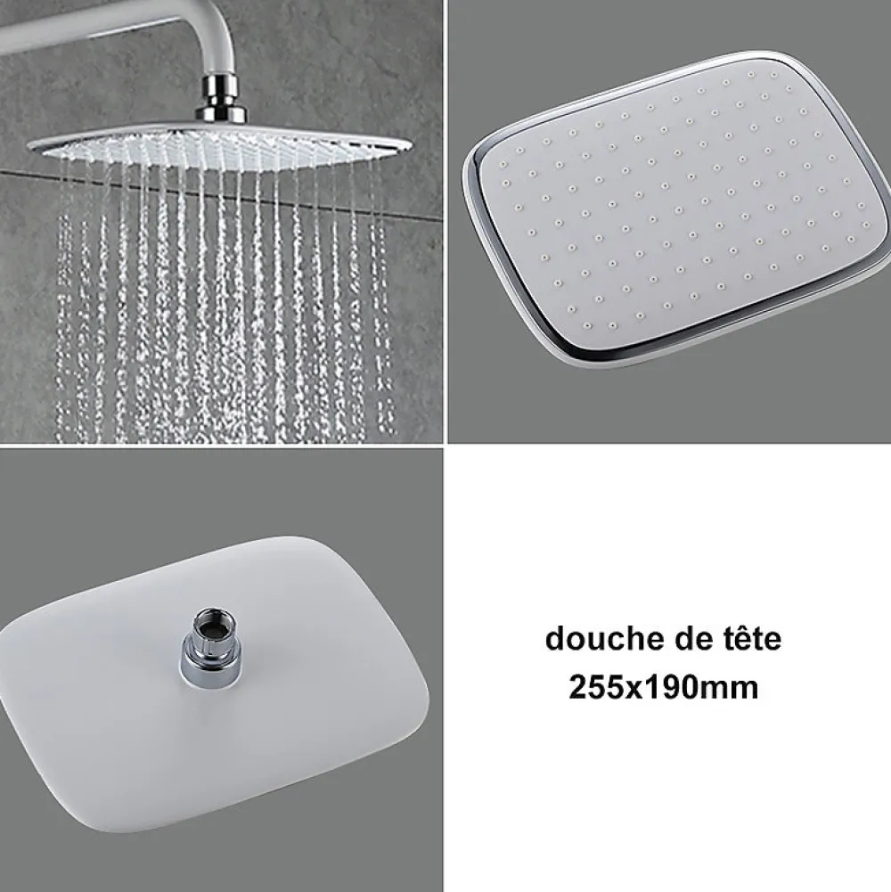 Colonne De Douche Mécanique|Homelody Colonne de Douche Peinture Blanc Ensemble de Douche Hauteur Réglable avec Mitigeur Mécanique Moderne pour Salle de Bain