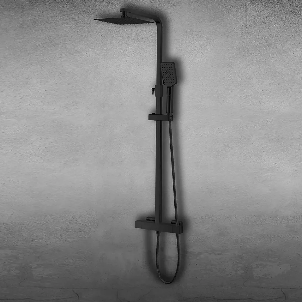 Robinet De Douche|Laneri COLONNE DE DOUCHE PONT EN ACIER NOIR MAT, THERMOSTATIQUE