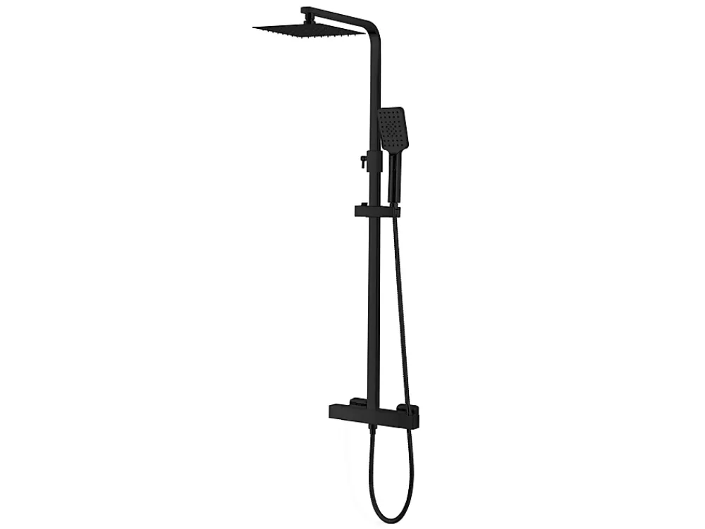 Robinet De Douche|Laneri COLONNE DE DOUCHE PONT EN ACIER NOIR MAT, THERMOSTATIQUE