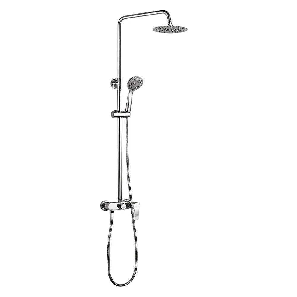 Kibath Colonne de douche ronde CAN monocommande, 83-126 cm, finition chrome poli, en laiton