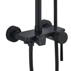 Colonne De Douche Mécanique|Kibath Colonne de douche ronde monocommande 3 voies OSO, 96-136 cm, finition BLACK GOLD mat, en laiton