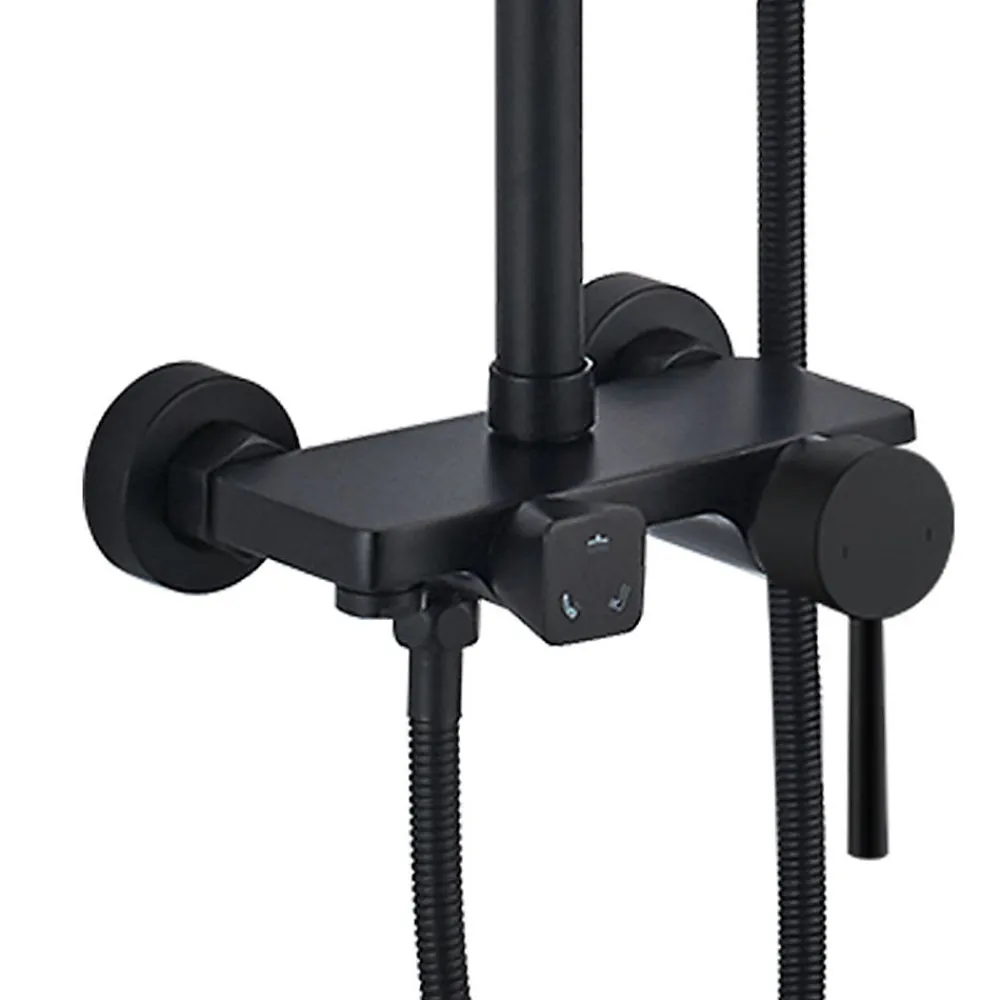 Colonne De Douche Mécanique|Kibath Colonne de douche ronde monocommande 3 voies OSO, 96-136 cm, finition BLACK GOLD mat, en laiton
