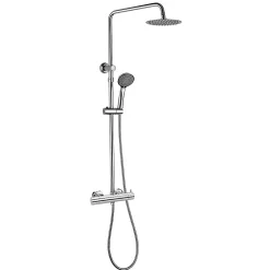 Kibath Colonne de douche ronde monocommande RAPIDA avec finition chromée brillante en laiton
