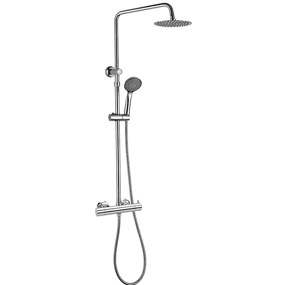 Kibath Colonne de douche ronde monocommande RAPIDA avec finition chromée brillante en laiton