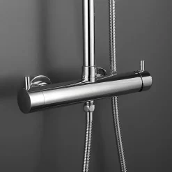 Kibath Colonne de douche ronde monocommande RAPIDA avec finition chromée brillante en laiton
