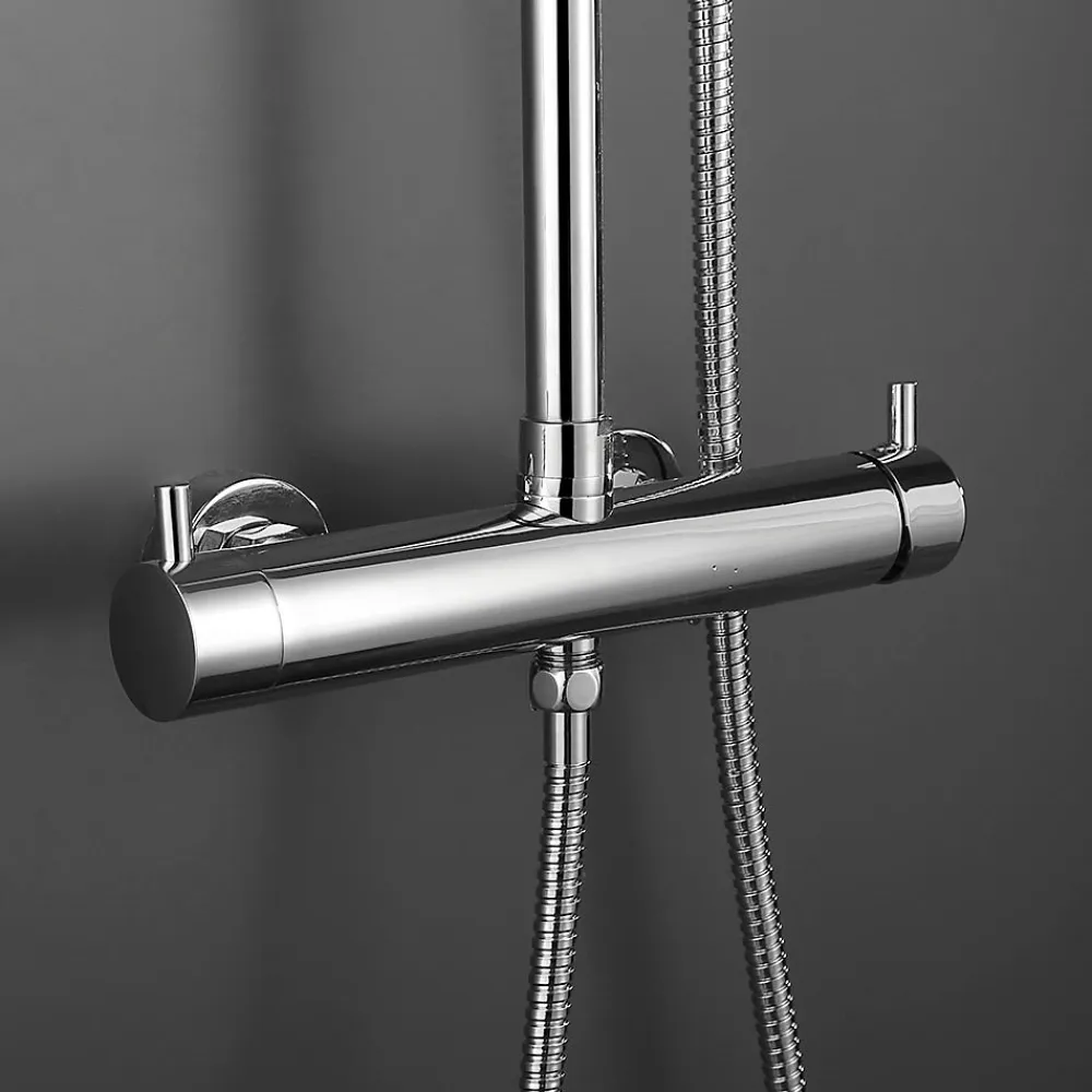 Kibath Colonne de douche ronde monocommande RAPIDA avec finition chromée brillante en laiton