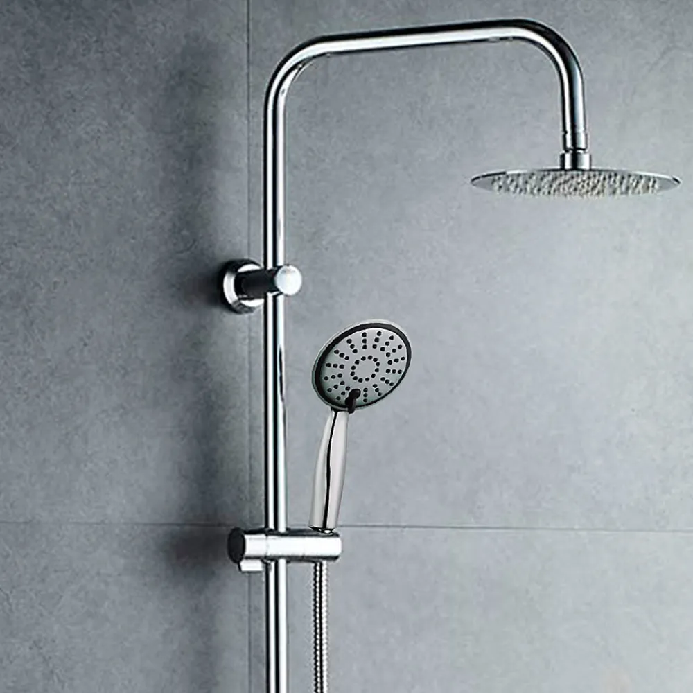 Kibath Colonne de douche ronde monocommande RAPIDA avec finition chromée brillante en laiton