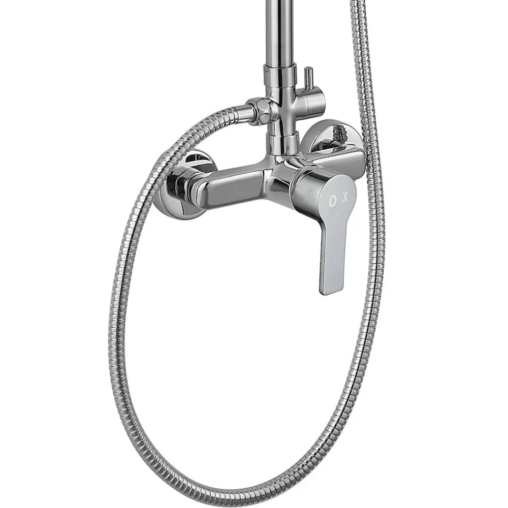 Colonne De Douche Mécanique|Kibath Colonne de douche ronde monocommande PIN, 80-120 cm, finition chrome poli, en laiton
