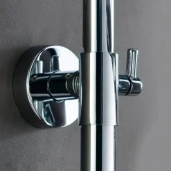 Colonne De Douche Mécanique|Kibath Colonne de douche ronde monocommande PIN, 80-120 cm, finition chrome poli, en laiton