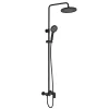 Kibath Colonne de douche ronde monocommande 3 voies REY, 96-136 cm, finition NOIR mat, en laiton