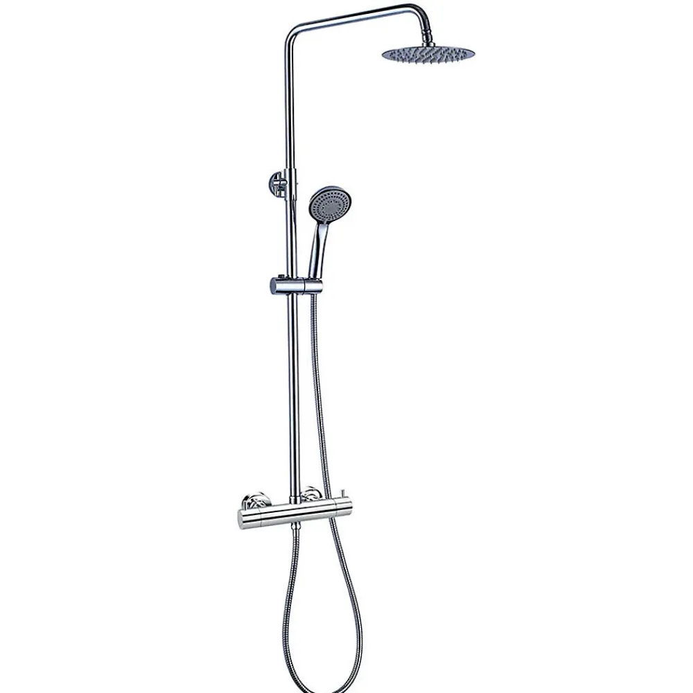 Colonne De Douche Mécanique|Kibath Colonne de douche ronde monocommande TOR, 83-126 cm, finition chrome poli, en laiton