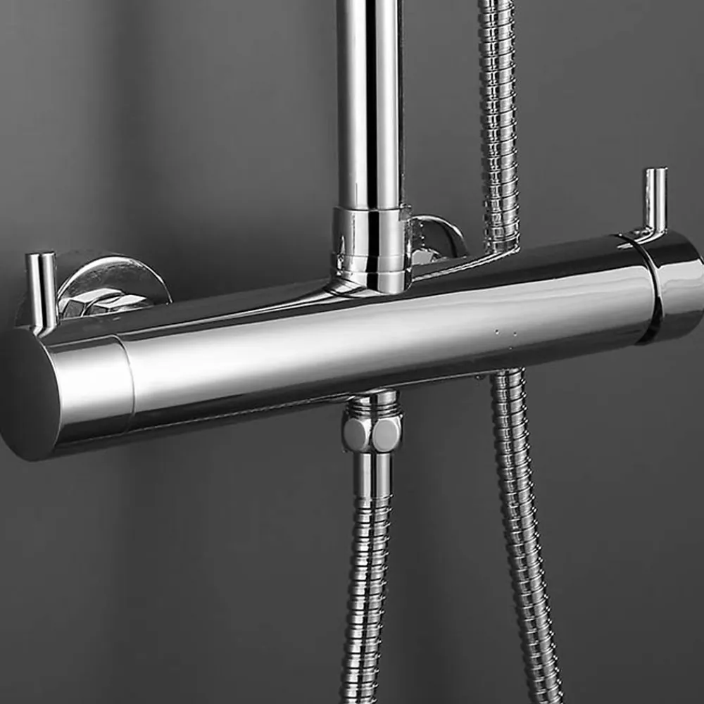 Colonne De Douche Mécanique|Kibath Colonne de douche ronde monocommande TOR, 83-126 cm, finition chrome poli, en laiton