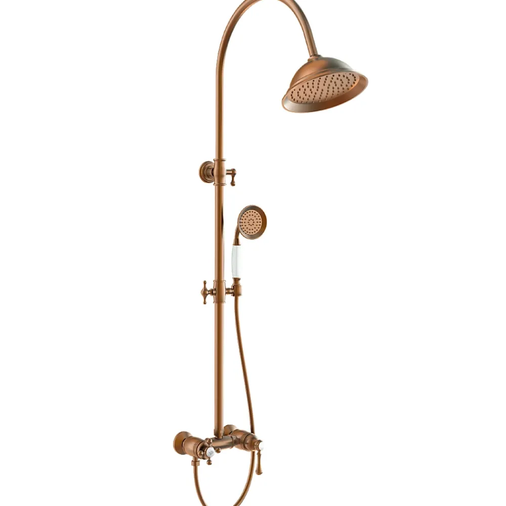 Colonne De Douche Mécanique|Essebagno Colonne de douche rétro cuivre brossé mitigeur mécanique Leeds