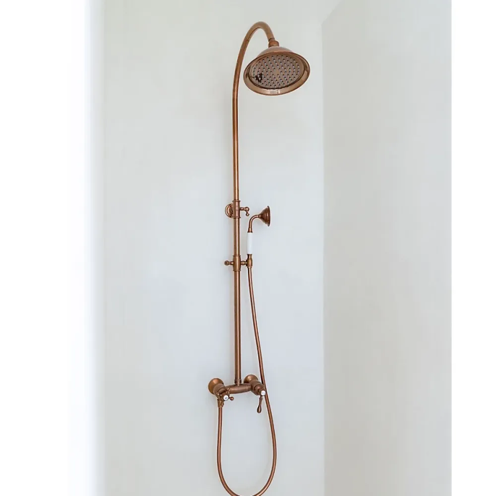 Colonne De Douche Mécanique|Essebagno Colonne de douche rétro cuivre brossé mitigeur mécanique Leeds