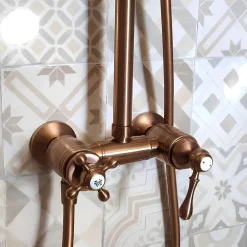 Colonne De Douche Mécanique|Essebagno Colonne de douche rétro cuivre brossé mitigeur mécanique Leeds