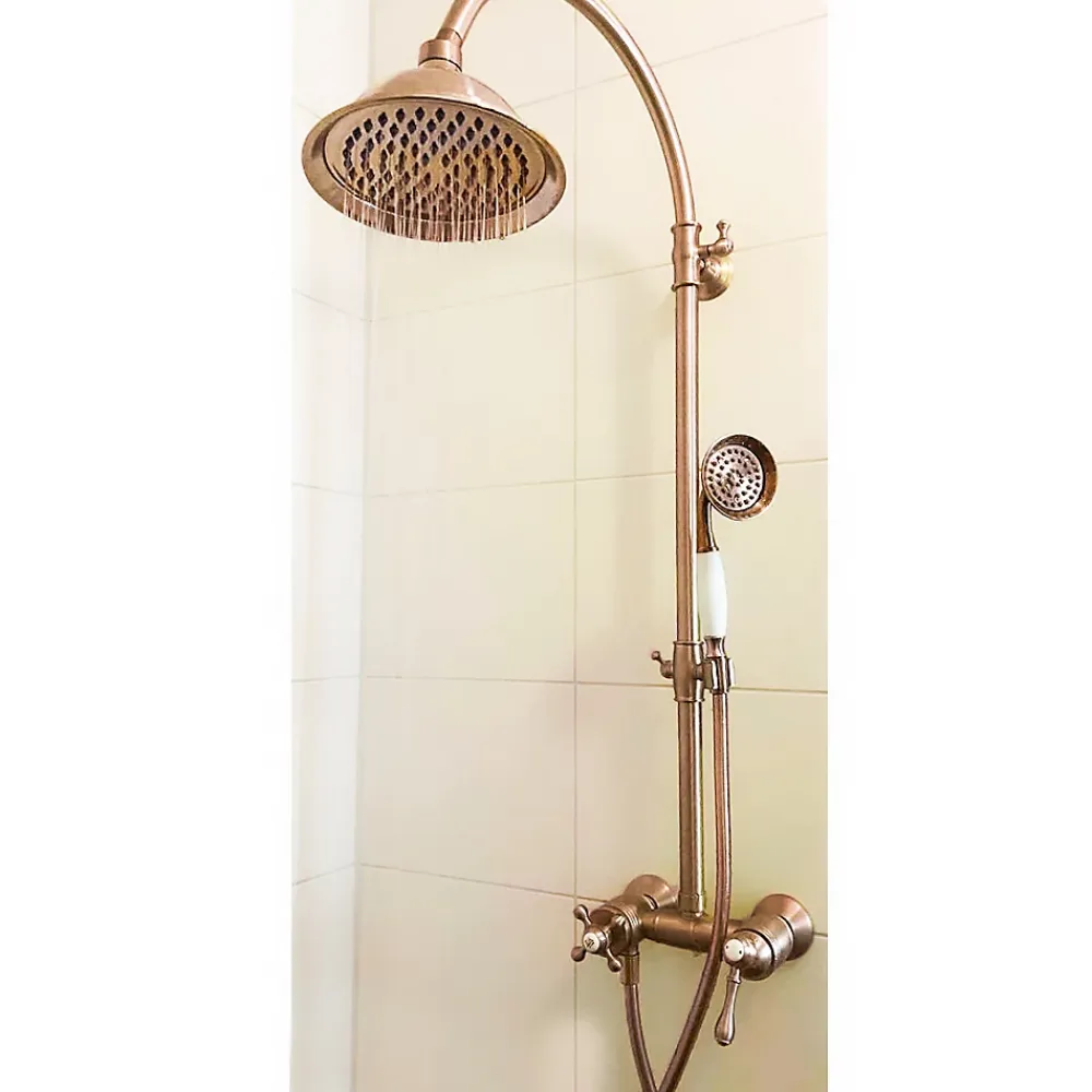 Colonne De Douche Mécanique|Essebagno Colonne de douche rétro cuivre brossé mitigeur mécanique Leeds
