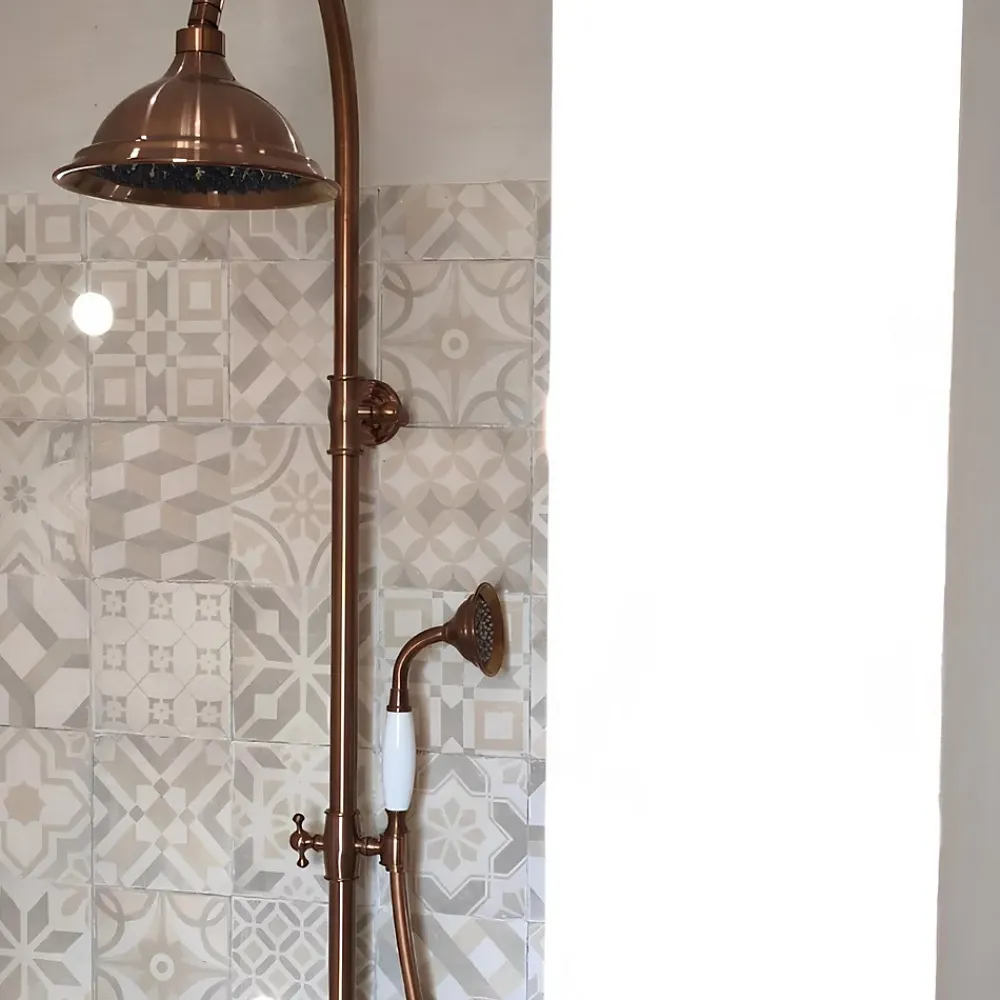 Colonne De Douche Mécanique|Essebagno Colonne de douche rétro cuivre brossé mitigeur mécanique Leeds