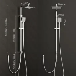 Colonne De Douche Sans Robinetterie|Homelody Colonne de Douche sans Mitigeur Systeme Effet Pluie avec Douchette Hauteur Reglable 900 a 1200 mm Laiton et Inox Chrome