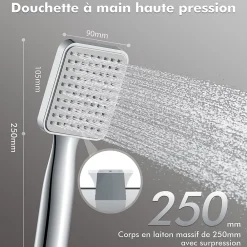 Colonne De Douche Sans Robinetterie|Homelody Colonne de Douche sans Mitigeur Systeme Effet Pluie avec Douchette Hauteur Reglable 900 a 1200 mm Laiton et Inox Chrome