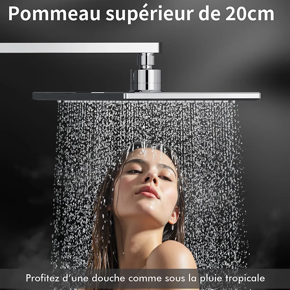 Colonne De Douche Sans Robinetterie|Homelody Colonne de Douche sans Mitigeur Systeme Effet Pluie avec Douchette Hauteur Reglable 900 a 1200 mm Laiton et Inox Chrome