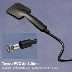 Homelody Colonne de Douche sans Mitigeur Systeme de Douche avec Douchette Set Kit de Douche en Acier Inox Noir Réglable en Hauteur