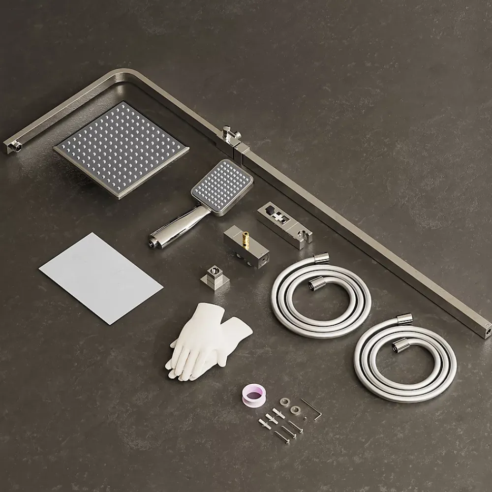 Colonne De Douche Sans Robinetterie|Homelody Colonne de Douche sans Mitigeur Systeme de Douche avec Douchette Set Kit de Douche en Acier Inox Réglable en Hauteur Chromé
