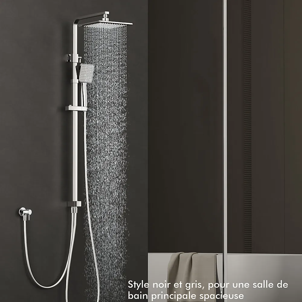 Colonne De Douche Sans Robinetterie|Homelody Colonne de Douche sans Mitigeur Systeme de Douche avec Douchette Set Kit de Douche en Acier Inox Réglable en Hauteur Chromé