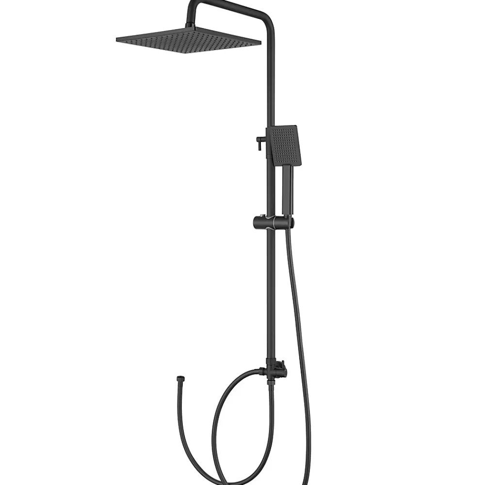 Robinet De Douche|Sofetiy Max Colonne de douche sans robinetterie avec pommeau + douchette+ flexible + barre réglable, Noir