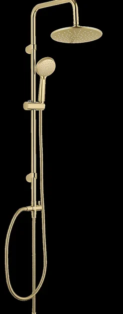 Colonne De Douche Sans Robinetterie|Wenko Colonne de douche sans robinetterie avec douchette + pomme de tête + barre réglable + flexible, doré, Young Line