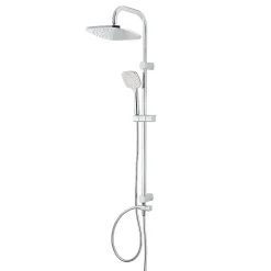 Colonne De Douche Sans Robinetterie|GoodHome Colonne de douche sans robinetterie avec pommeau + douchette 3 jets + flexible + barre réglable chrome Teesta