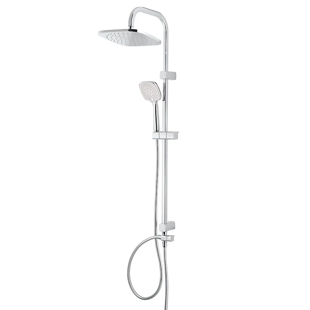 Colonne De Douche Sans Robinetterie|GoodHome Colonne de douche sans robinetterie avec pommeau + douchette 3 jets + flexible + barre réglable chrome Teesta