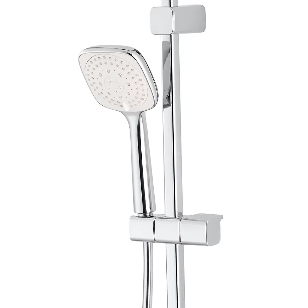 Colonne De Douche Sans Robinetterie|GoodHome Colonne de douche sans robinetterie avec pommeau + douchette 3 jets + flexible + barre réglable chrome Teesta