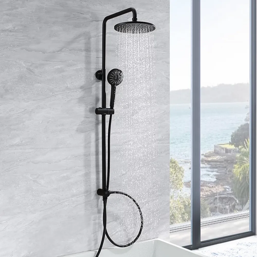 Robinet De Douche|Cecipa Max Colonne de douche sans robinetterie avec pommeau + douchette+ flexible + barre réglable, Noir