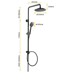 Robinet De Douche|Cecipa Max Colonne de douche sans robinetterie avec pommeau + douchette+ flexible + barre réglable, Noir