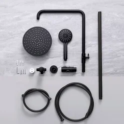 Robinet De Douche|Cecipa Max Colonne de douche sans robinetterie avec pommeau + douchette+ flexible + barre réglable, Noir
