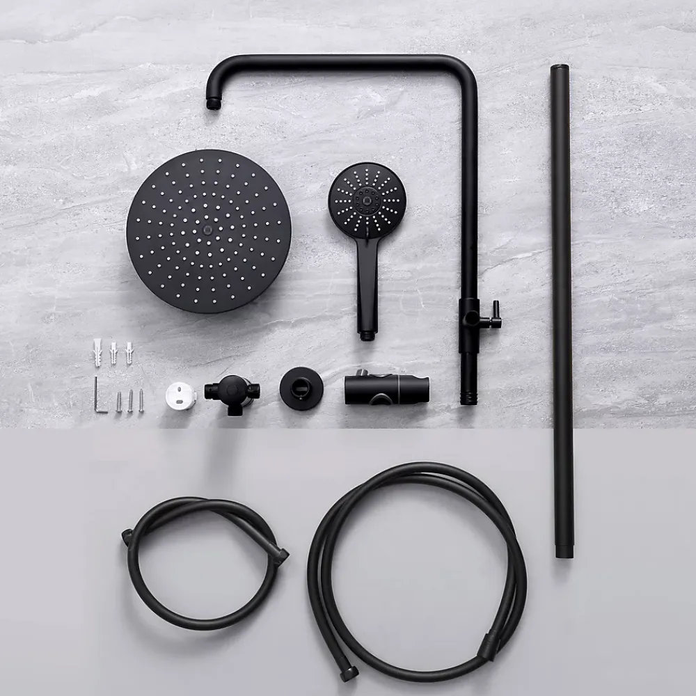 Robinet De Douche|Cecipa Max Colonne de douche sans robinetterie avec pommeau + douchette+ flexible + barre réglable, Noir