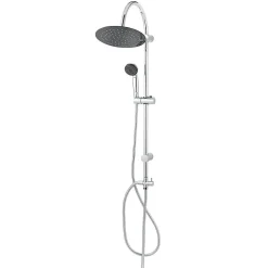 GoodHome Colonne de douche sans robinetterie avec pommeau + barre réglable + douchette 1 jet + flexible chrome Blyth
