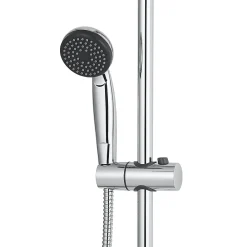 GoodHome Colonne de douche sans robinetterie avec pommeau + barre réglable + douchette 1 jet + flexible chrome Blyth
