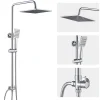 Robinet De Douche|Auralum Max Colonne de douche sans robinetterie avec pommeau + douchette + flexible + barre réglable, chromé