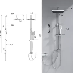 Robinet De Douche|Auralum Max Colonne de douche sans robinetterie avec pommeau + douchette + flexible + barre réglable, chromé