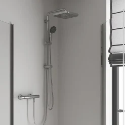 Colonne De Douche Sans Robinetterie|Grohe Colonne de douche sans robinetterie avec pommeau + douchette 1 jet + flexible + barre réglable Vitalio Start 250 Cube