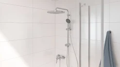 Colonne De Douche Sans Robinetterie|Grohe Colonne de douche sans robinetterie avec pommeau + douchette 1 jet + flexible + barre réglable Vitalio Start 250 Cube