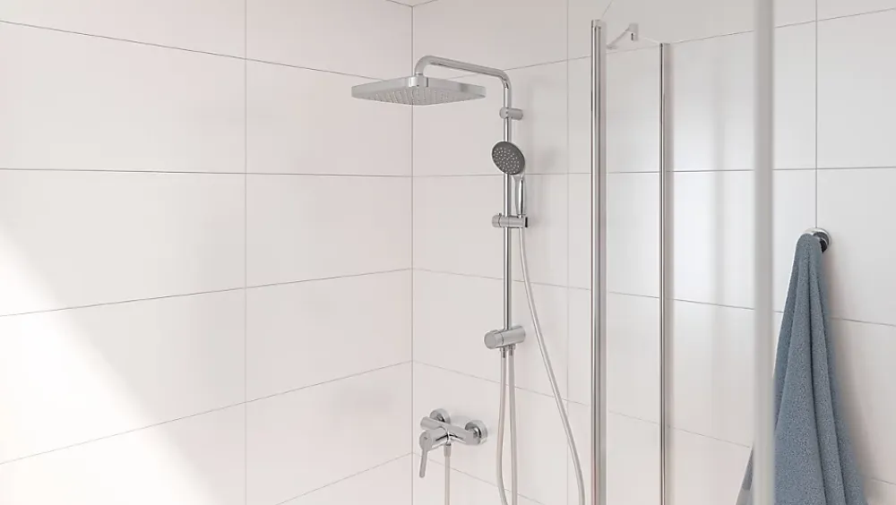 Colonne De Douche Sans Robinetterie|Grohe Colonne de douche sans robinetterie avec pommeau + douchette 1 jet + flexible + barre réglable Vitalio Start 250 Cube