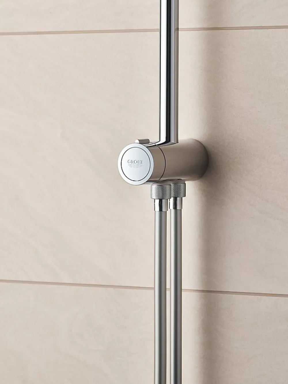 Colonne De Douche Sans Robinetterie|Grohe Colonne de douche sans robinetterie avec pommeau + douchette 1 jet + flexible + barre réglable Vitalio Start 250 Cube