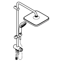Colonne De Douche Sans Robinetterie|Grohe Colonne de douche sans robinetterie avec pommeau + douchette 1 jet + flexible + barre réglable Vitalio Start 250 Cube