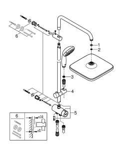 Colonne De Douche Sans Robinetterie|Grohe Colonne de douche sans robinetterie avec pommeau + douchette 1 jet + flexible + barre réglable Vitalio Start 250 Cube